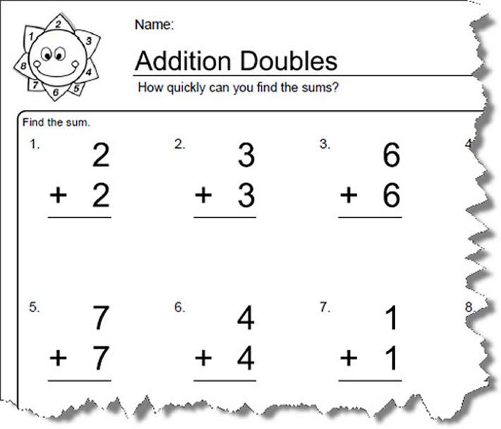Worksheets For Elementary Math  Doubles Addition