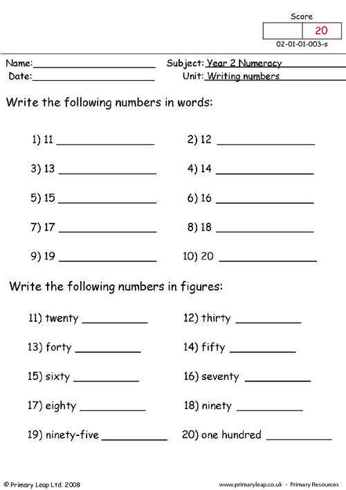 Writing Numbers In Words Worksheets Free Worksheets Library