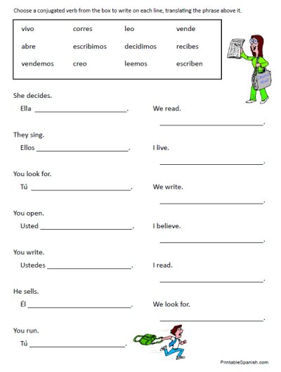 30 Page Worksheet Packet On Spanish Regular (introductory) Verbs