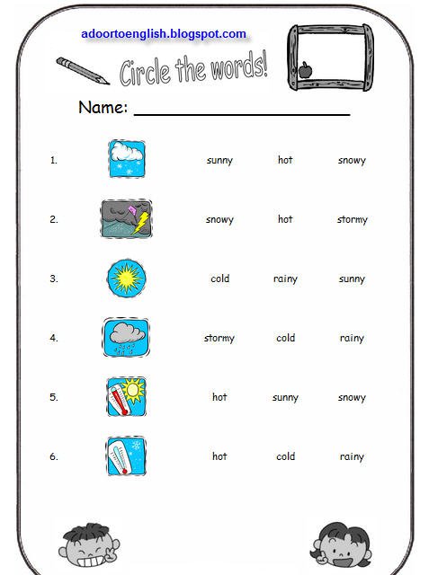 A Door To English  Weather Worksheets