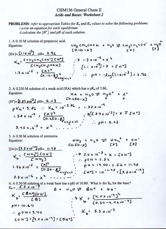 Acid And Bases Worksheet Answer Key Worksheets For All