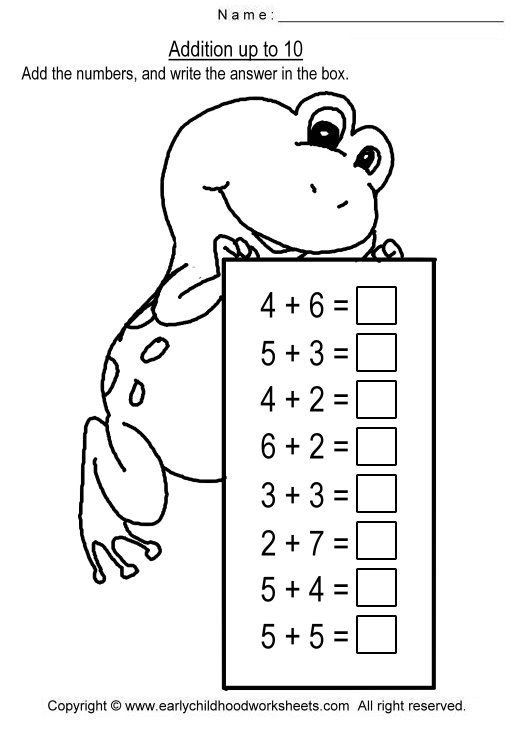 Addition Worksheets Adding Up To 10 Worksheets For All Free