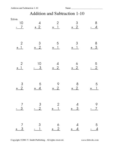 Addition Â» Printable Addition Worksheets 1