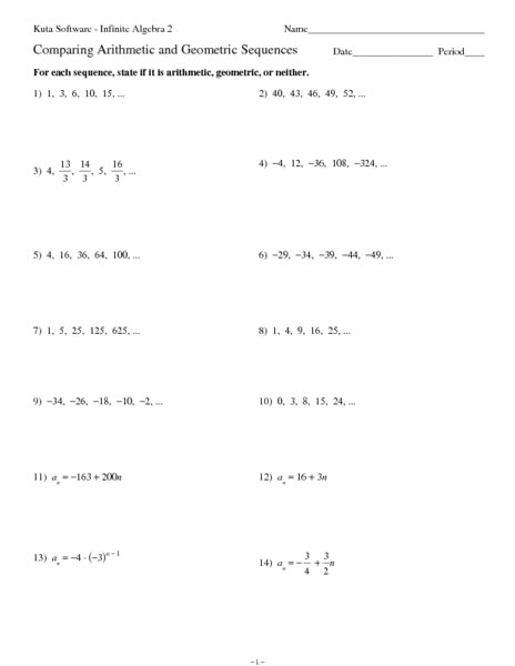 Arithmetic Sequences Worksheet