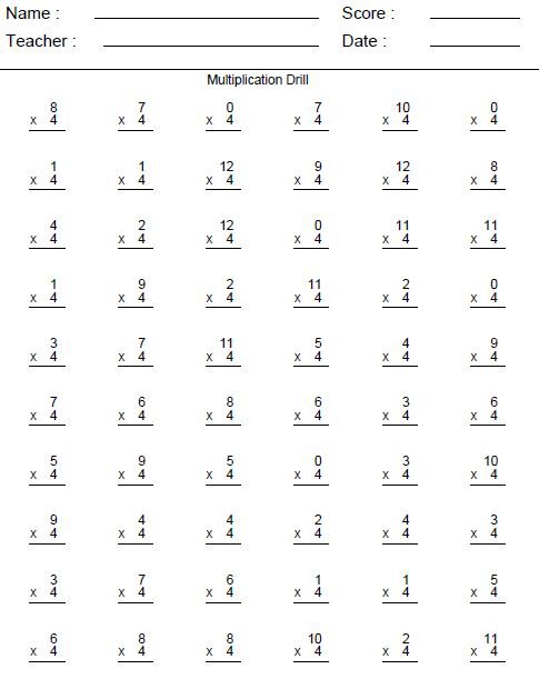 Basic Multiplication Worksheets Grade 4 Worksheets For All