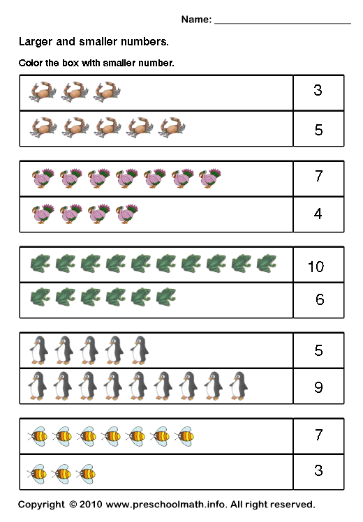 Bigger And Smaller Numbers Worksheet Worksheets For All