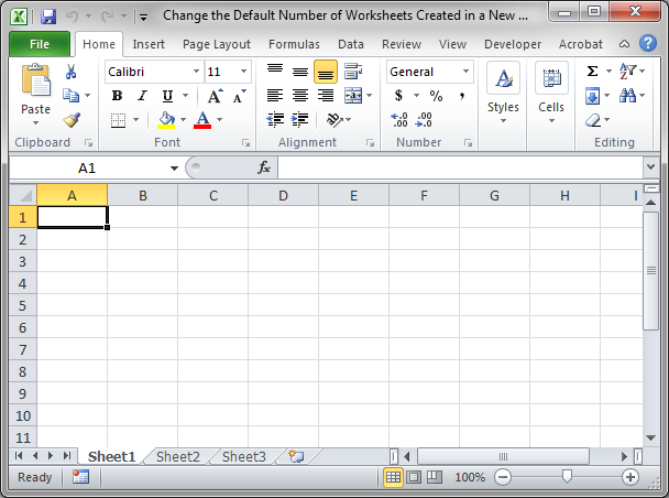 Change The Default Number Of Worksheets Created In A New Excel