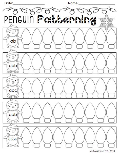 Christmas Pattern Worksheets For Preschoolers Worksheets For All