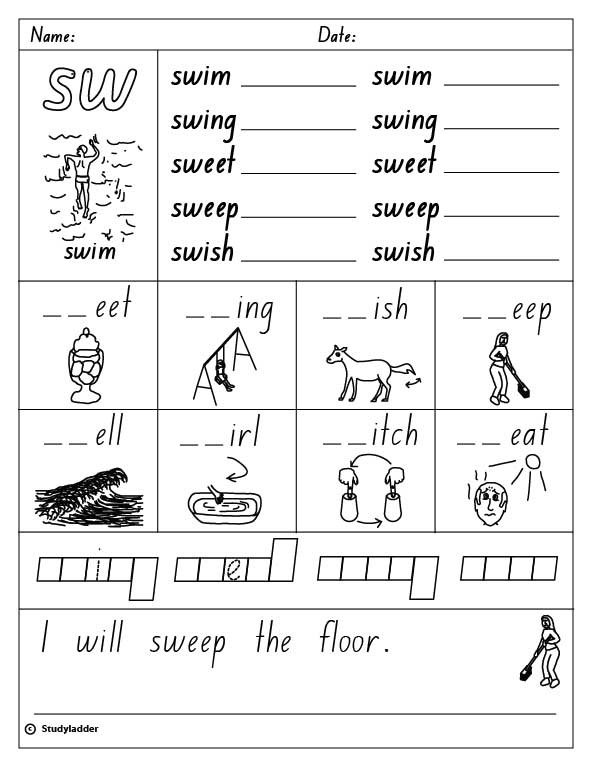 Consonant Blend  Sw , English Skills Online, Interactive Activity