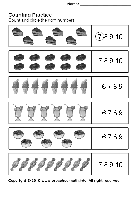 Count The Pictures And Circle The Correct Number