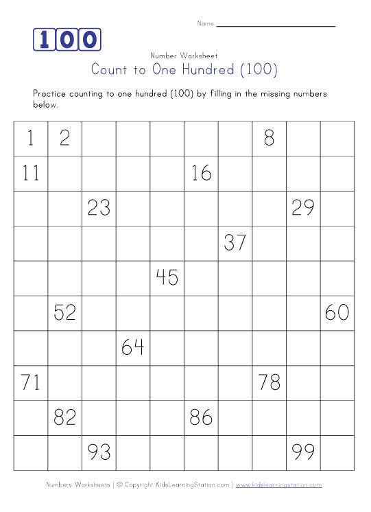 Counting To 100 Worksheets For Kindergarten Free Worksheets | Free ...