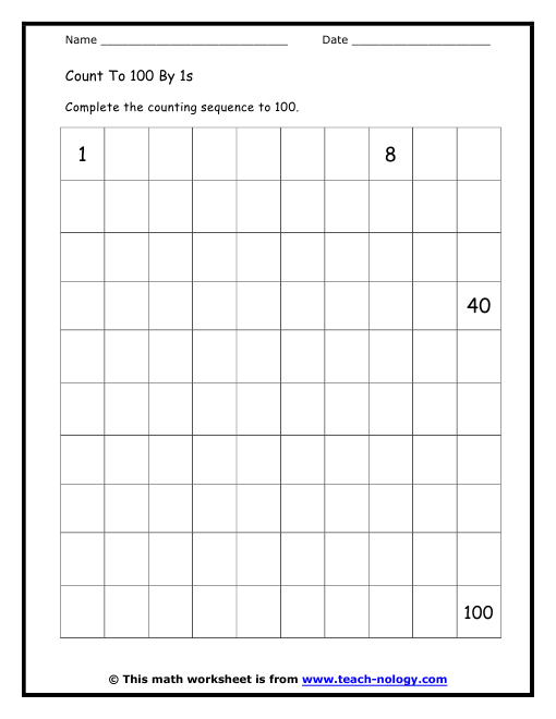 Counting To 100 Worksheets Free Worksheets Library