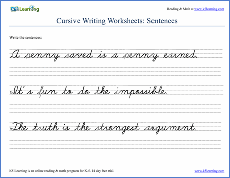 Cursive Writing Worksheets For 3rd Graders Worksheets For All