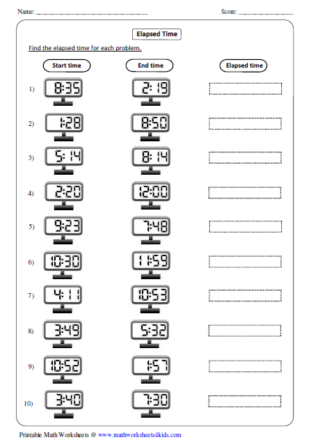 Digital Clocks Worksheet
