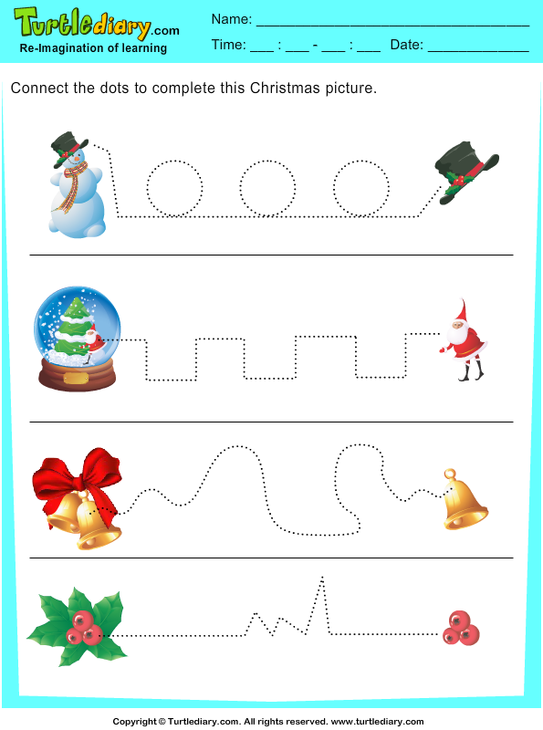 Download And Print Turtle Diary's Tracing Christmas Bell Worksheet