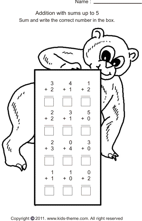 Easy Addition Worksheets Simple Worksheets For Kindergarten