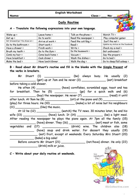 Esl Worksheets For Adults Adults Daily Routine Worksheet Free Esl