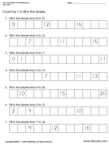 Fill In The Blanks Counting To 50