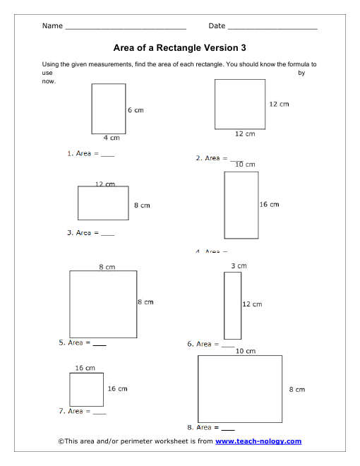 Finding Area Of A Rectangle Worksheets Worksheets For All
