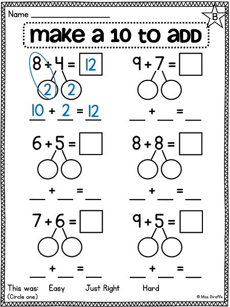 First Grade Math Unit 10 Fact Fluency