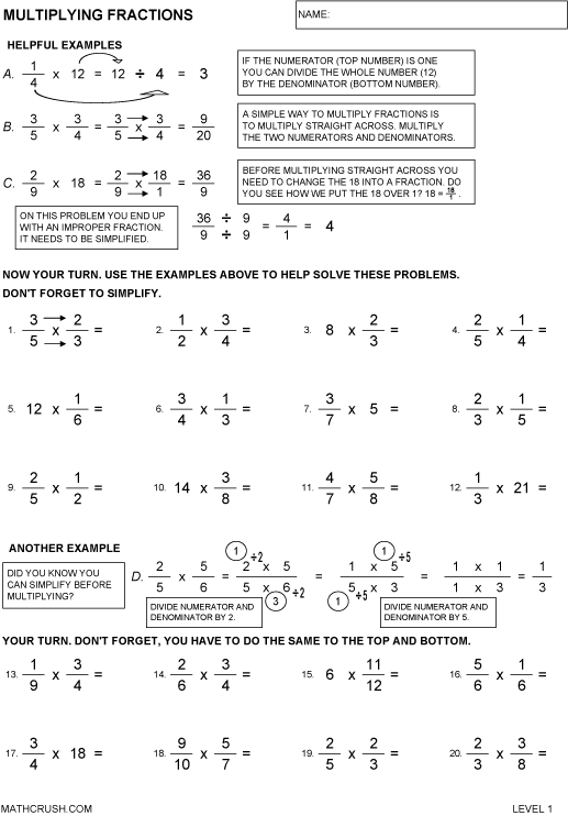 Fraction Operations Worksheet Worksheets For All