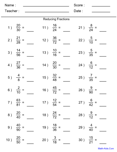 Fraction Worksheets With Answer Sheet I Teachersherpa