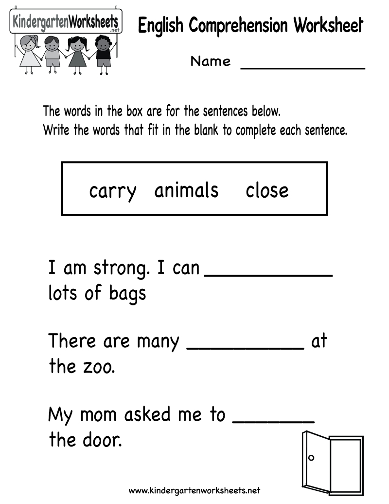 Free Printable English Comprehension Worksheet For Kindergarten