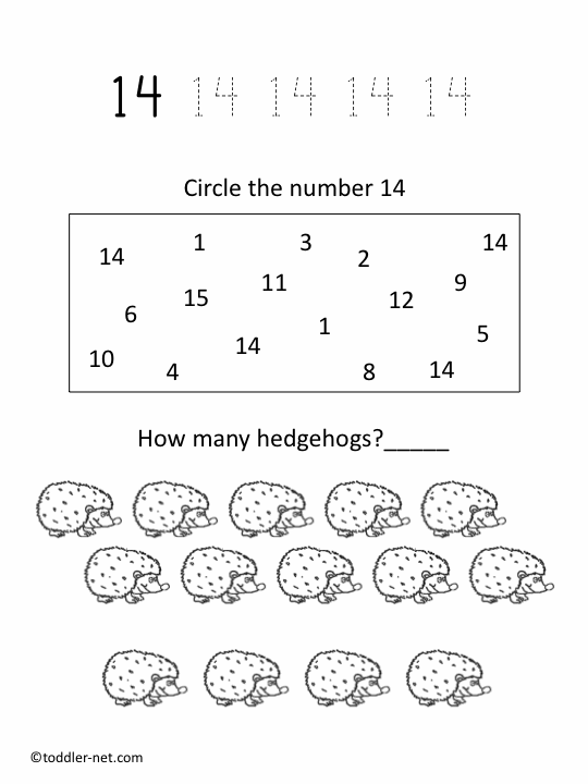 Free Printable Number 14 Worksheet