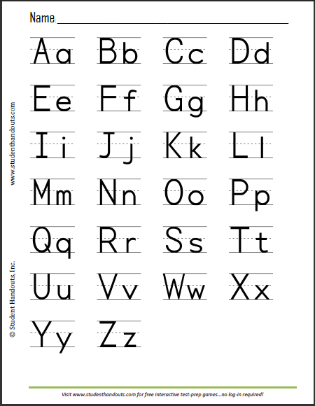 Free Printable Print Manuscript Handwriting Alphabet Handout For