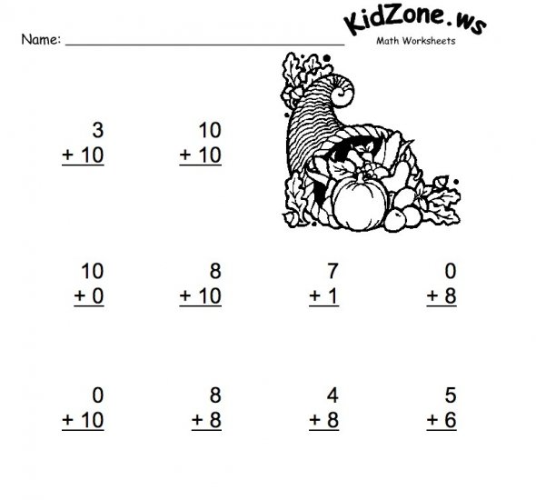 Thanksgiving Printable Math Worksheets