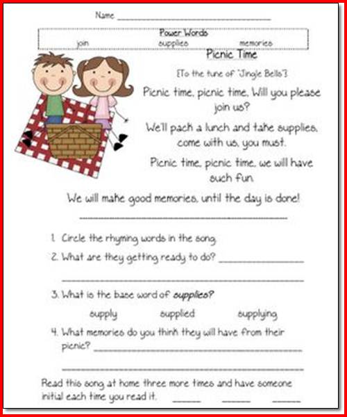 Free Printable Worksheets For 1st Grade Reading Comprehension