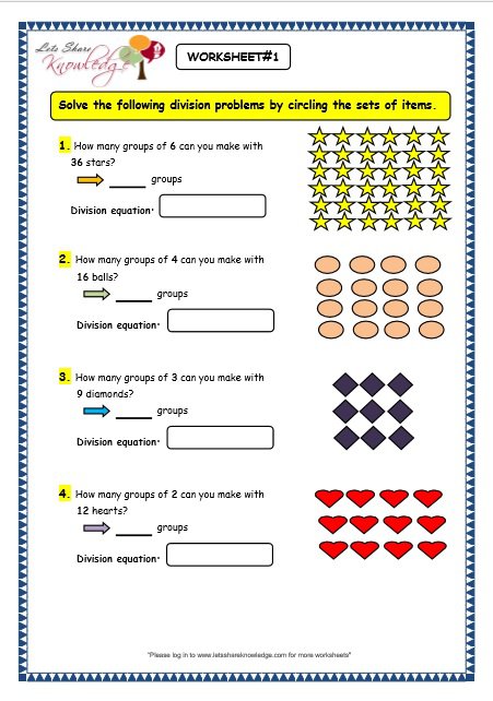 Grade 3 Maths Worksheets Division (6 2 Division By Grouping – Free
