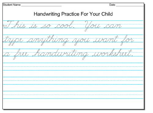 Handwriting Worksheet For 4th Grade