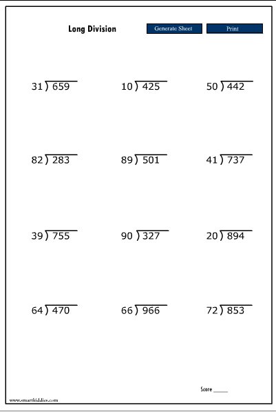 Hard Division Worksheets Worksheets For All