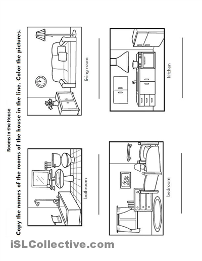 Kindergarten Worksheets Rooms Of The House 1 | Free ...