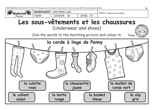 Les Vetements Worksheets