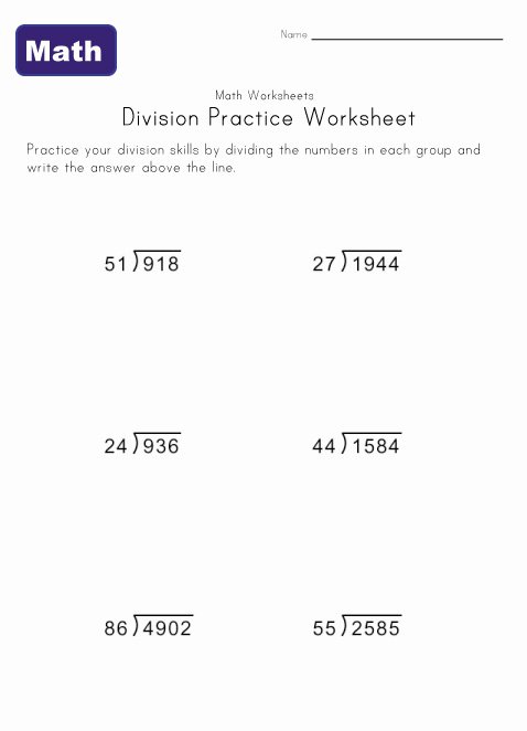 Long Divion Worksheets