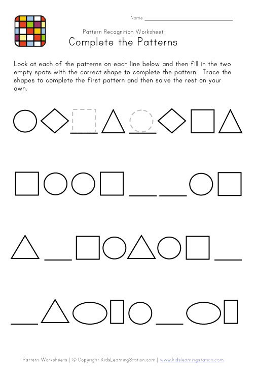 Math Pattern Worksheets Worksheets For All