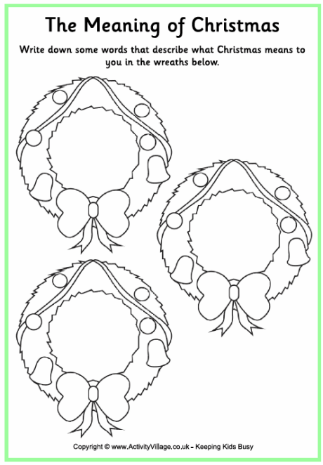 Meaning Of Christmas Worksheet