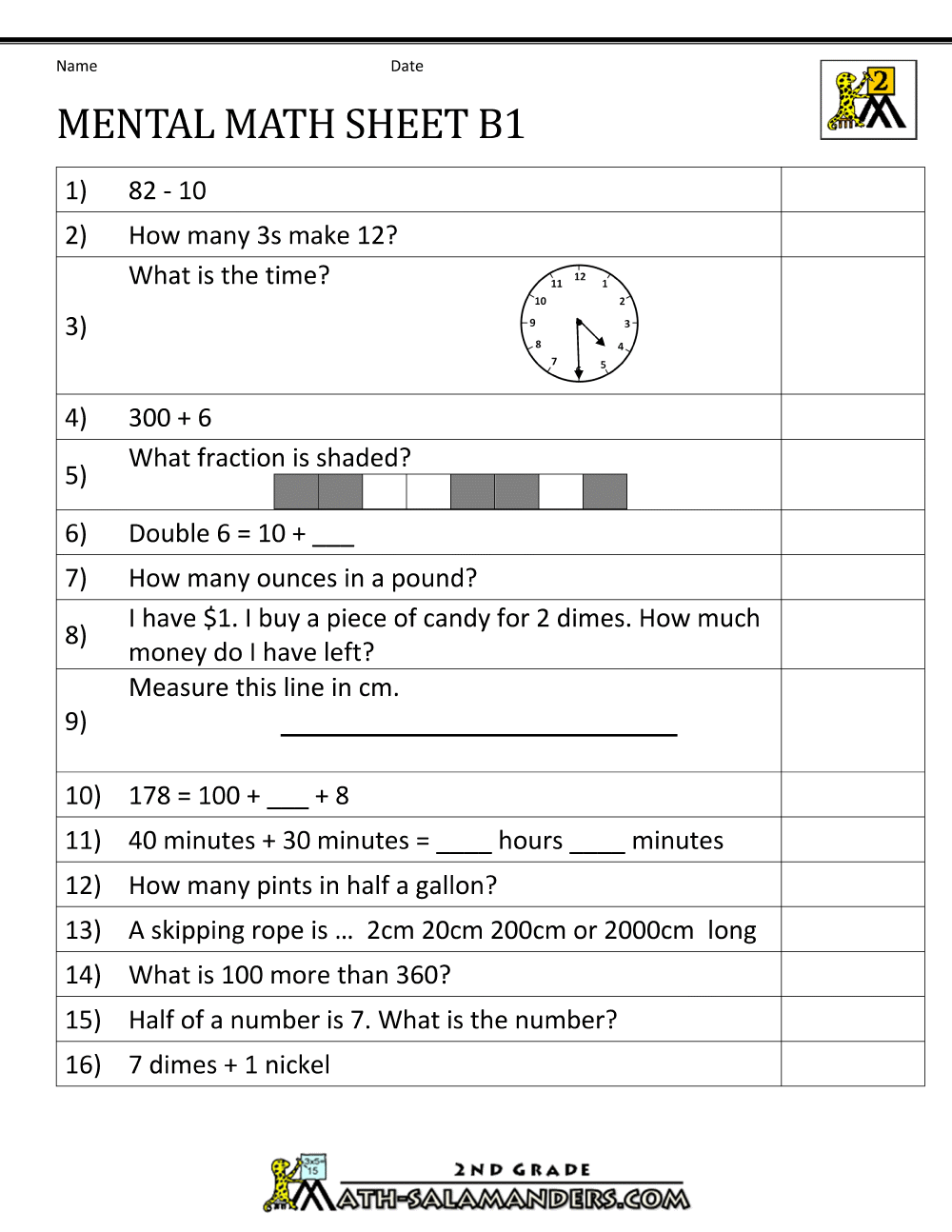 Mental Math 2nd Grade Printable 3rd Worksheets Money Te   Criabooks