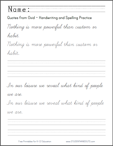 Ovid Quotes Handwriting Practice