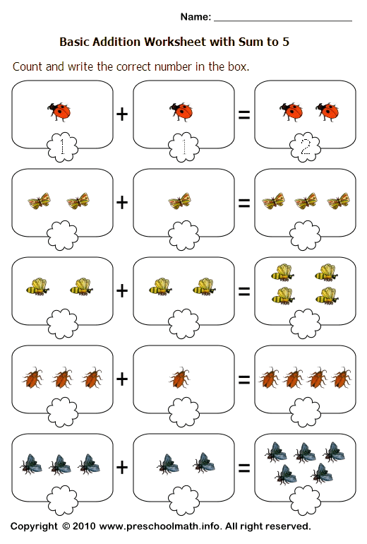 Pictures Addition Worksheets