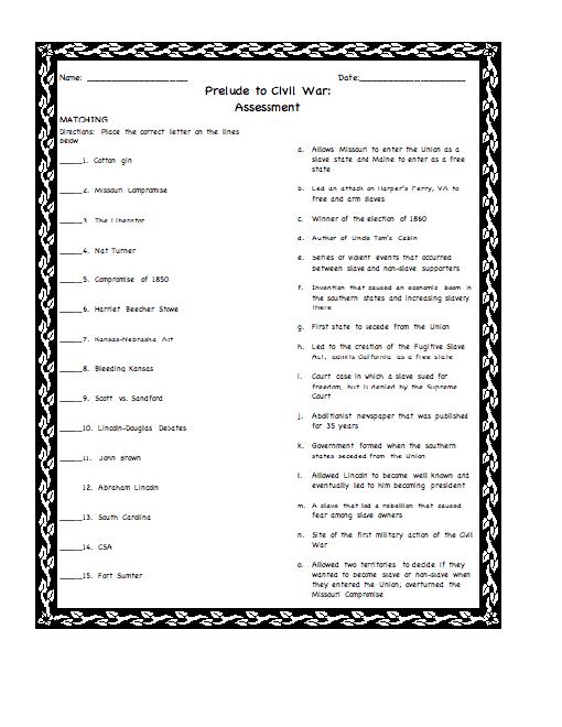 Pictures Civil War Worksheets 5th Grade