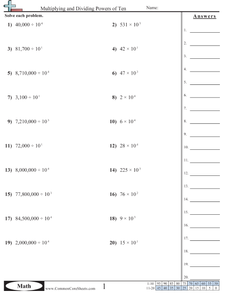 Power Of 10 Worksheets Worksheets For All