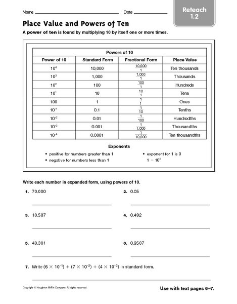 Power Of 10 Worksheets Worksheets For All
