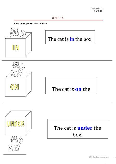 Prepositions  In, On, Under  Worksheet