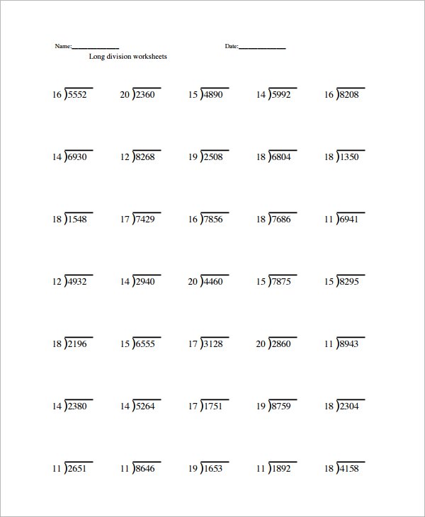 Printable Long Division Worksheet Worksheets For All