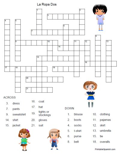Printable Spanish Freebie Of The Day La Ropa Dos Crossword Puzzle Printable Spanish Freebie Of The Day La Ropa Dos Crossword Puzzle