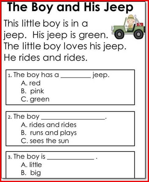 Reading Comprehension Worksheets 1 St Grade Compliant Illustration