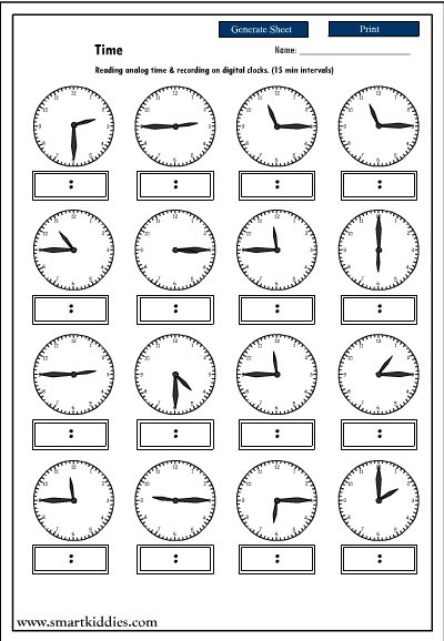 Reading An Analog Clock Worksheets